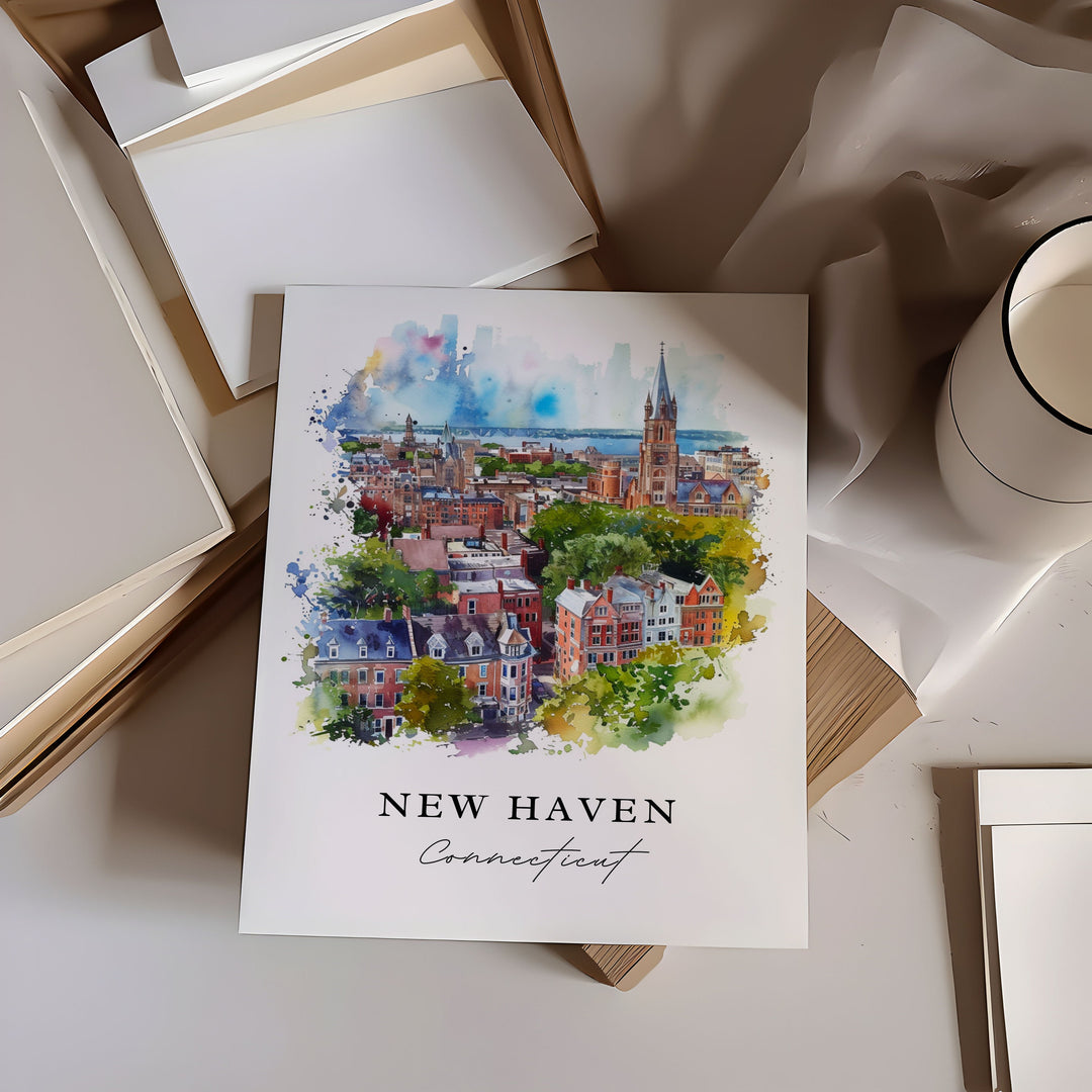New Haven CT Wall Art, New Haven Print, Connecticut Wall Art, New Haven Gift, Travel Print, Travel Poster, Travel Gift, Housewarming Gift