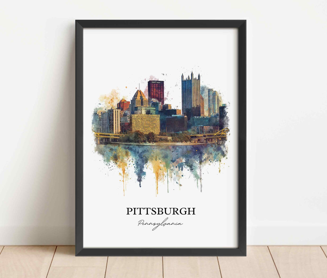 Pittsburgh, Pennsylvania Wall Art, Pittsburgh Print, Pittsburgh PA Watercolor Art, Pennsylvania Gift, Travel Print, Travel Poster, Housewarming Gift