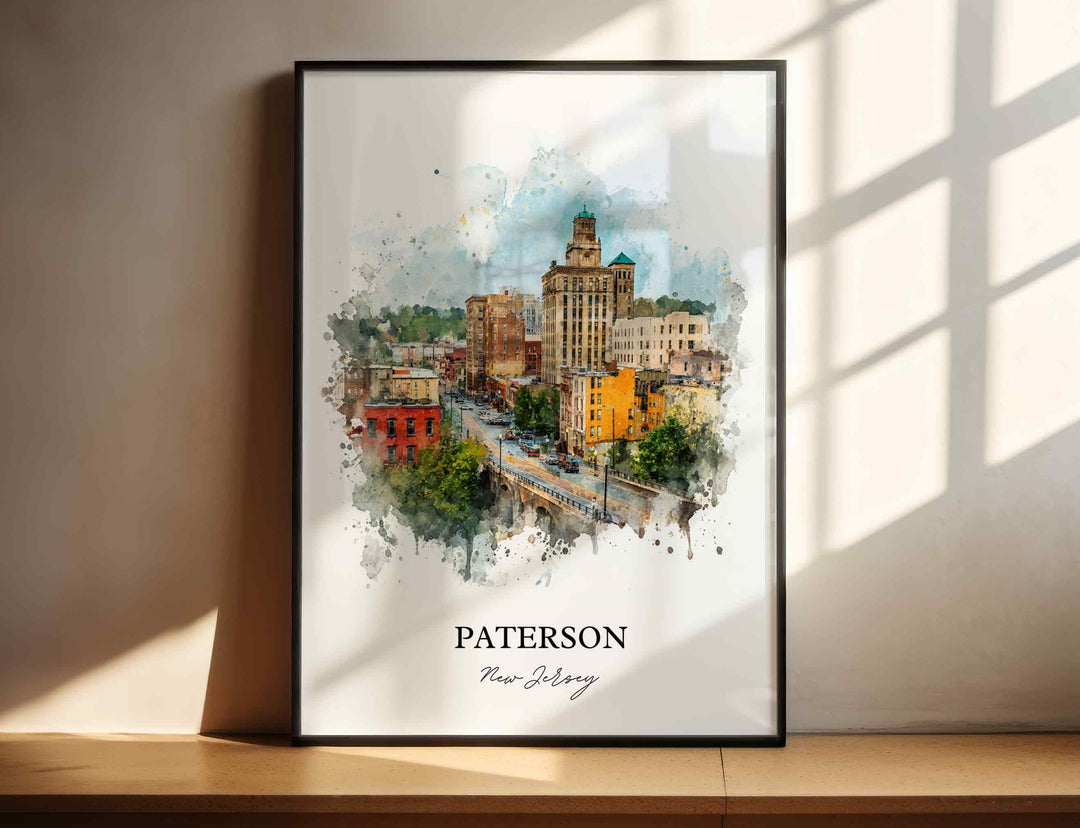 Paterson NJ Wall Art, Paterson Print, New Jersey Watercolor Art, North Jersey Gift, Travel Print, Travel Poster, Housewarming Gift