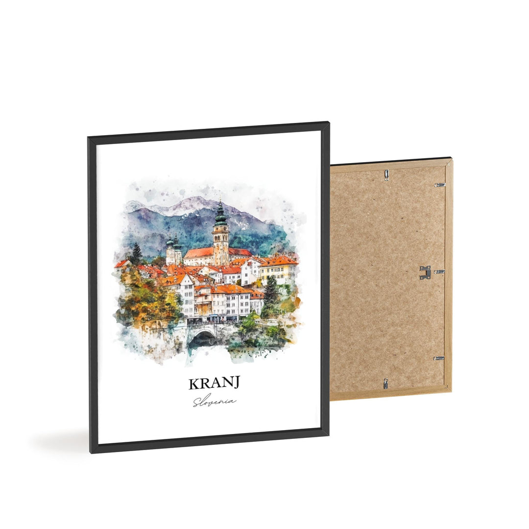 Kranj Slovenia Wall Art, Slovene Alps Print, Slovenia Watercolor Art, Kranj Gift, Travel Print, Travel Poster, Housewarming Gift