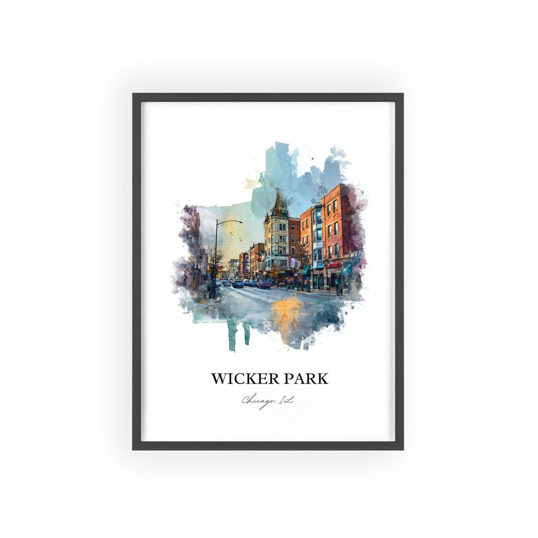 Wicker Park, Illinois – Watercolor Art Print