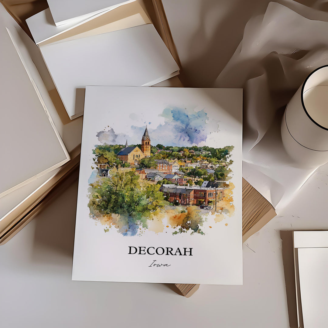 Decorah Iowa Wall Art, Decorah Print, Winneshiek County IA Artwork, Decorah Iowa Gift, Travel Print, Travel Poster, Housewarming Gift