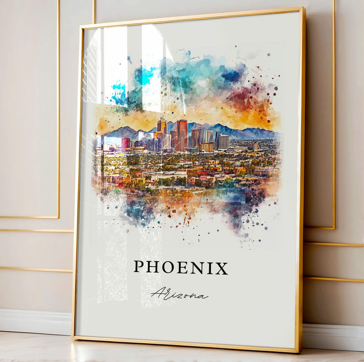 Phoenix AZ Wall Art, Phoenix Arizona Print, Phoenix Watercolor Art, Phoenix AZ Gift, Arizona