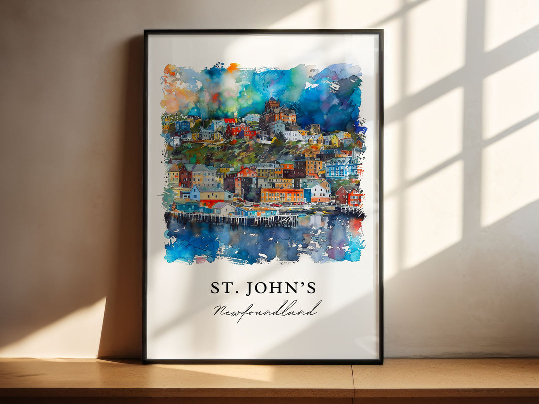 St Johns Newfoundland Wall Art, St Johns Print, Newfoundland Watercolor, Labrador Canada Gift, Travel Print, Housewarming Gift