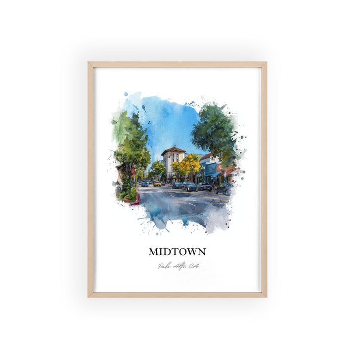 Palo Alto, California – Watercolor Art Print