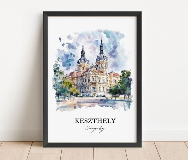 Keszthely Wall Art,  Lake Balato Print, Hungary Watercolor Art, Keszthely Hungary Gift, Travel Print, Travel Poster, Housewarming Gift