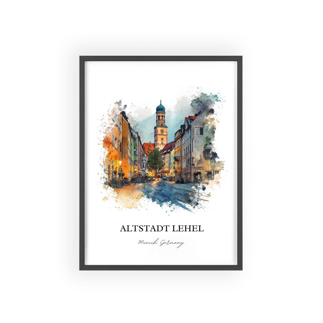 Altstadt Lehel Wall Art, Munich Print, Munich Watercolor Art, Munich Germany Gift, Altstadt Lehel Print, Travel Poster, Housewarming Gift