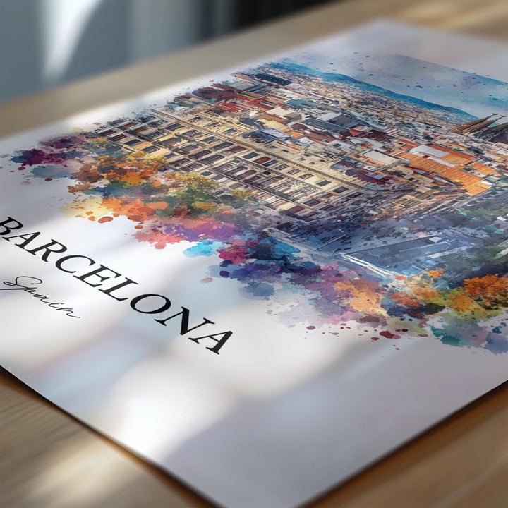 Barcelona Spain Wall Art, Barcelona Print, Spain Watercolor Art, Barcelona Spain Gift, Travel Print, Travel Poster, Housewarming Gift