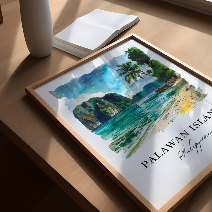 Palawan Island Wall Art, Palawan Philippines Print, Palawan Watercolor, Palawan Island Gift,