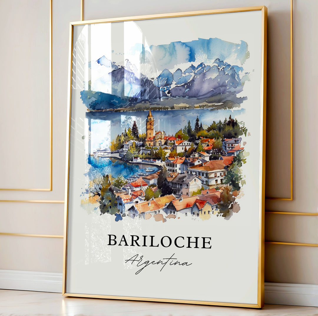 Bariloche Wall Art, Bariloche Print, Bariloche Watercolor, Bariloche Argentina Gift, Travel Poster, Housewarming Gift