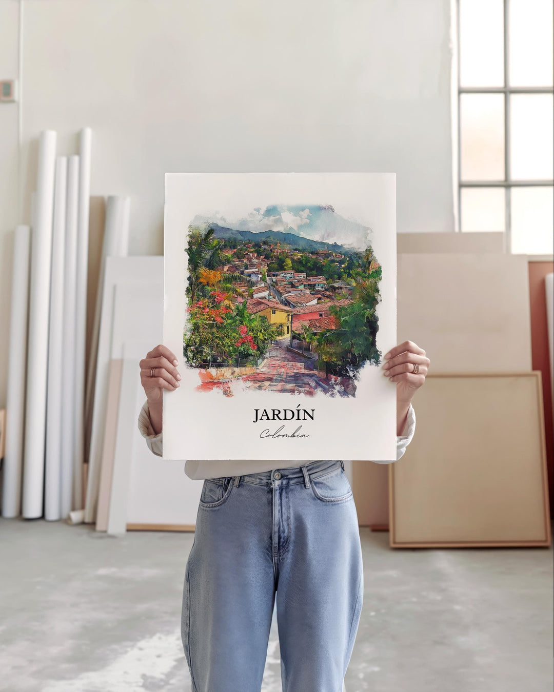 Jardín Colombia Wall Art, Antioquia Print, Colombia Watercolor Art, Jardín Colombia Gift, Travel Print, Travel Poster, Housewarming Gift