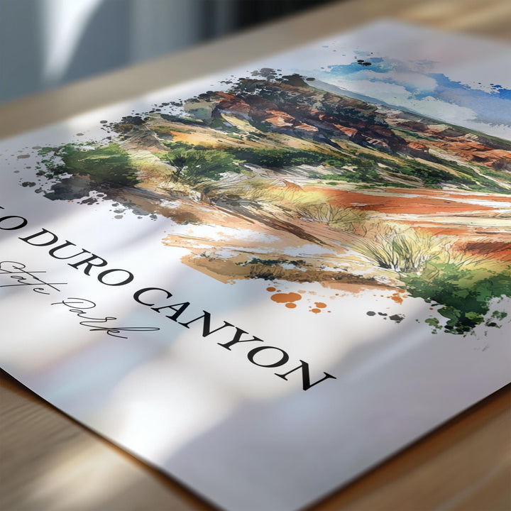 Palo Duro Canyon Wall Art, Amarillo TX Print, Texas Watercolor Art, Palo Duro Canyon Gift, Travel Print, Travel Poster, Housewarming Gift