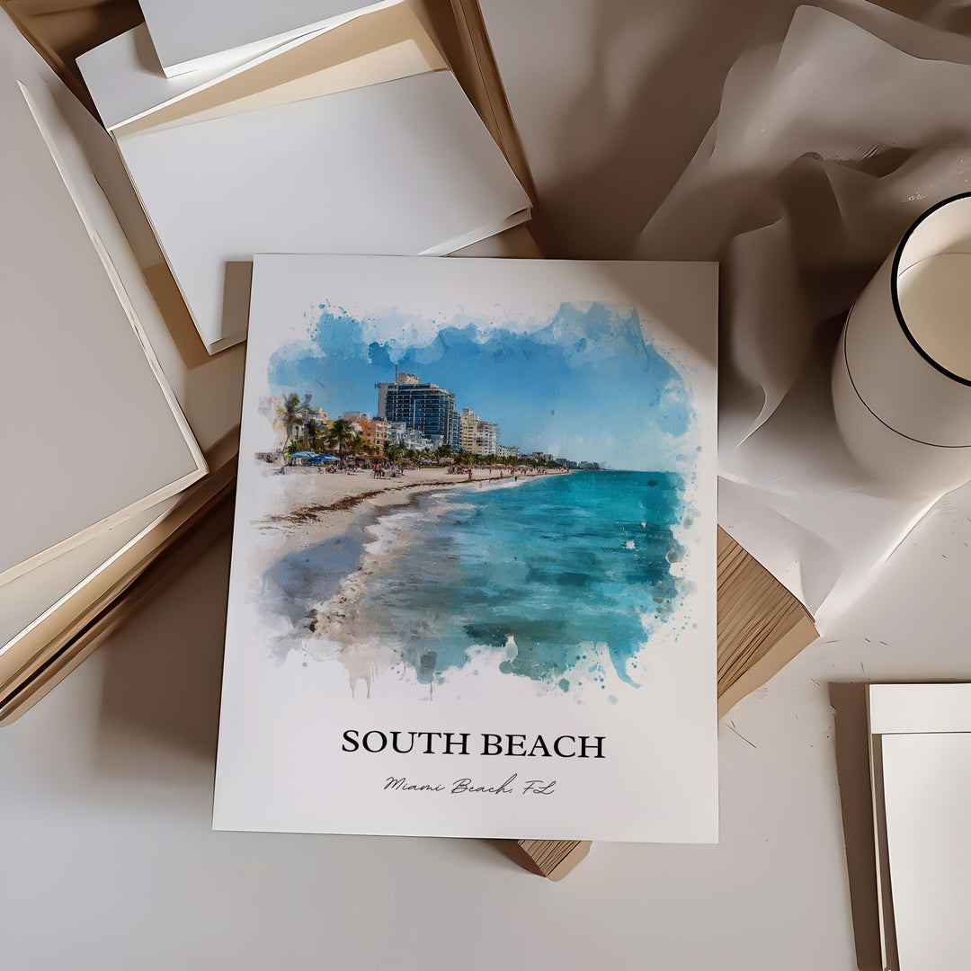 Miami Beach, Florida, USA – Watercolor Art Print