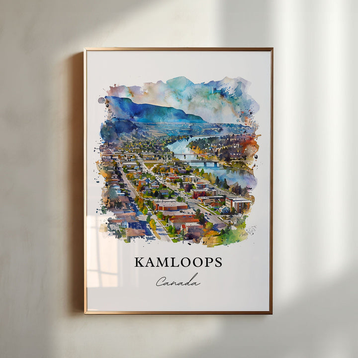 Kamloops BC Wall Art, Kamloops Print, Kamloops Watercolor, Kamloops Canada Gift, Travel Poster, Housewarming Gift