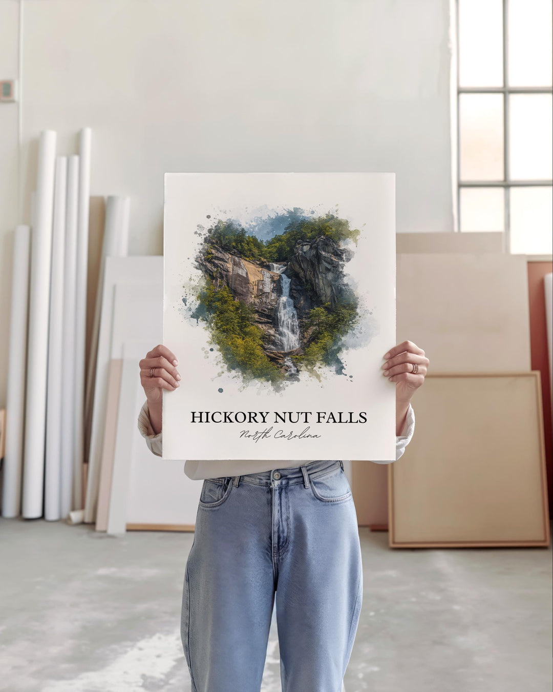 Hickory Nut Falls Wall Art, Chimney Rock Print, North Carolina Art, Hickory Nut Falls Gift, Travel Print, Travel Poster, Housewarming Gift