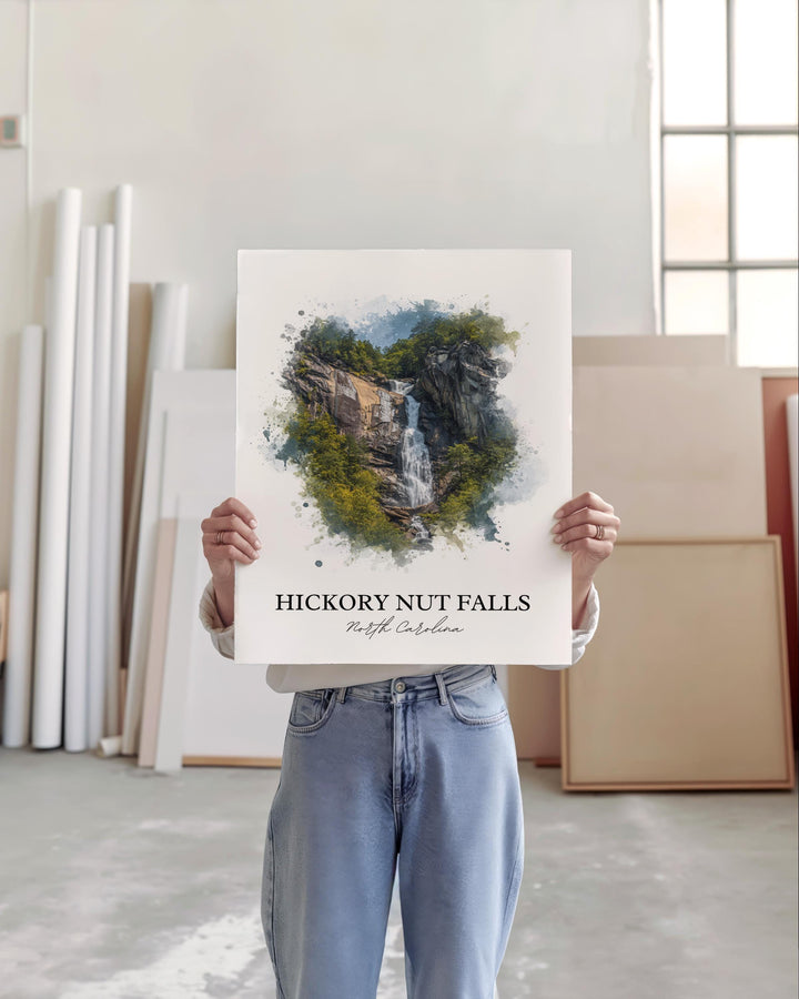 Hickory Nut Falls Wall Art, Chimney Rock Print, North Carolina Art, Hickory Nut Falls Gift, Travel Print, Travel Poster, Housewarming Gift
