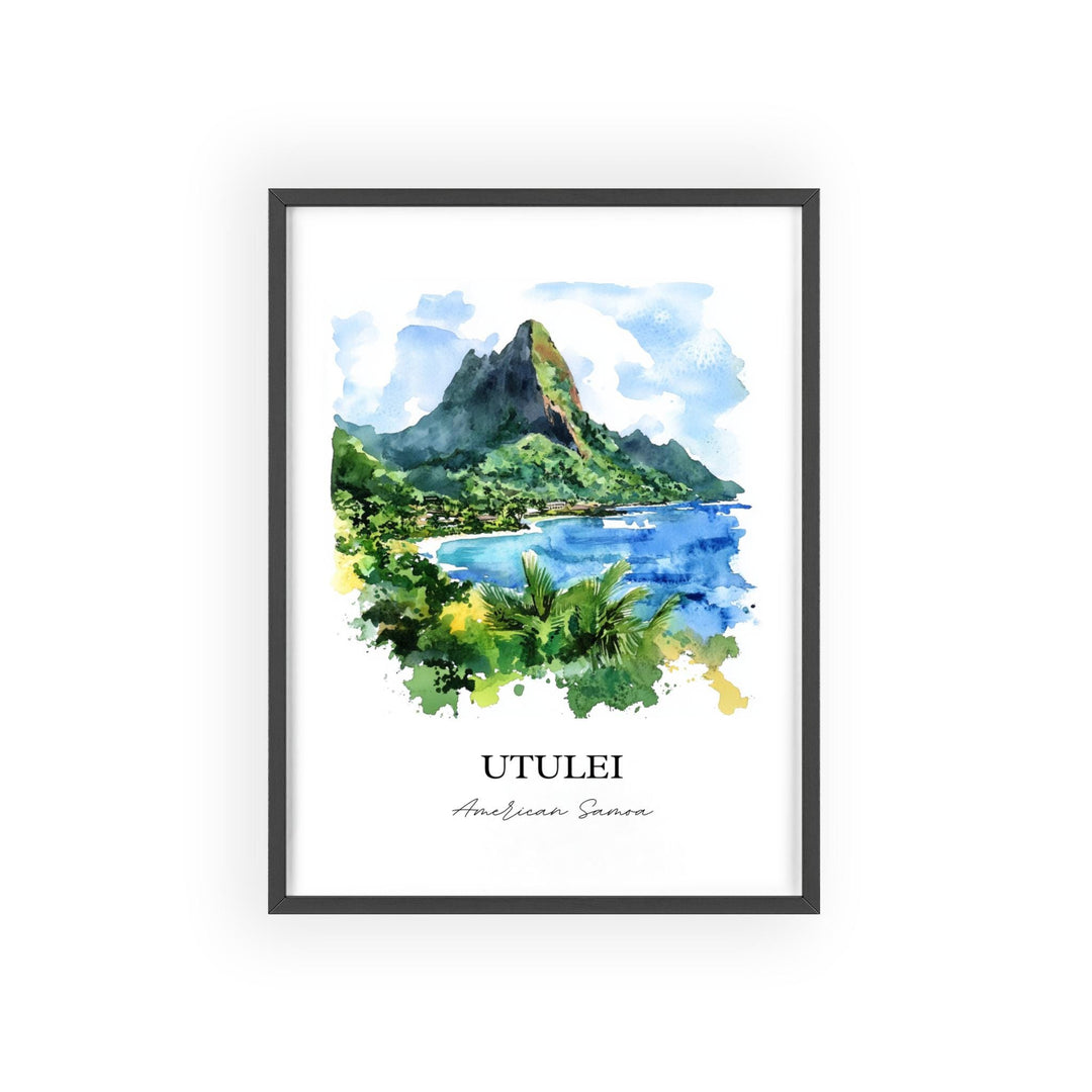 Utulei Wall Art, Maoputasi County Print, American Samoa Watercolor Art, Utulei Gift, Travel Print, Travel Poster, Housewarming Gift