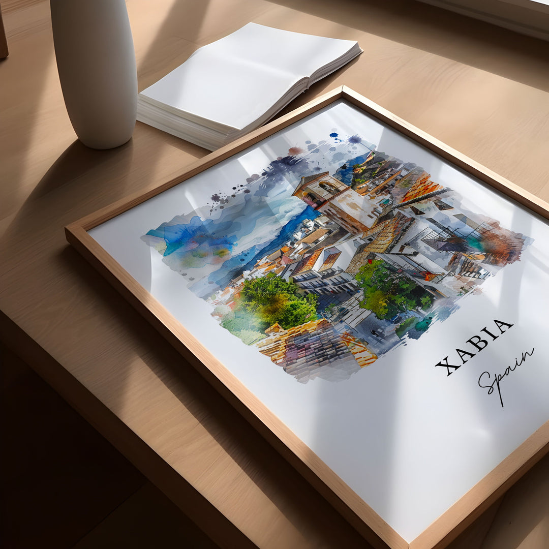 Xabia Spain Wall Art, Xabia Print, Jávea Spain Watercolor Art, Alicante Spain Art Gift,