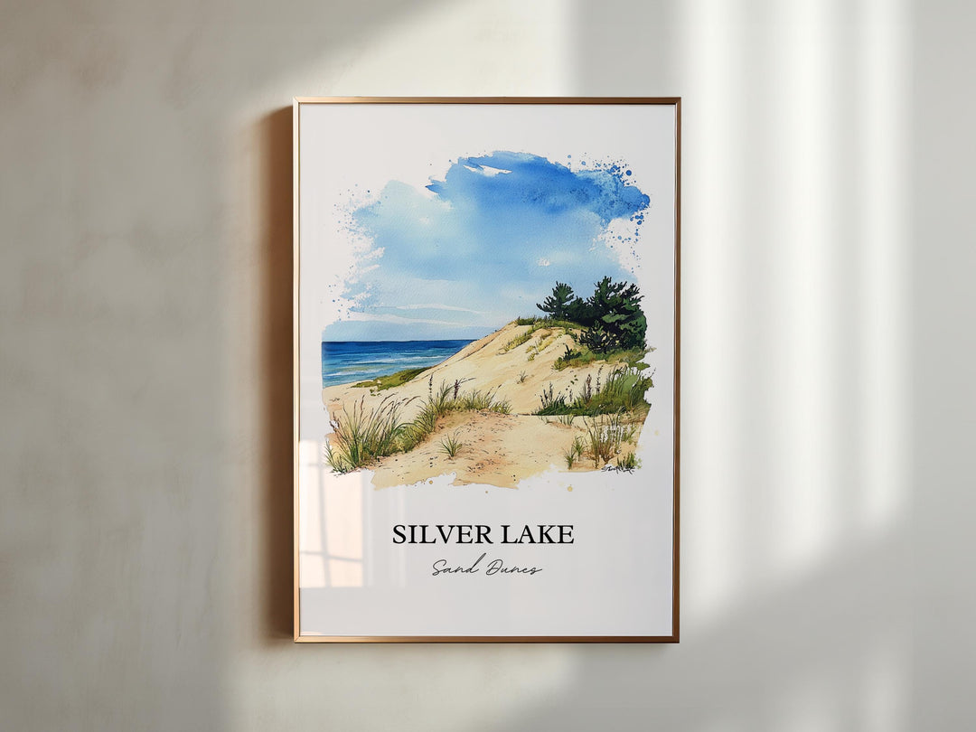 Silver Lake Sand Dunes Wall Art, Mears MI Print, Michigan Watercolor Art, Mears MI Gift, Travel Print, Travel Poster, Housewarming Gift
