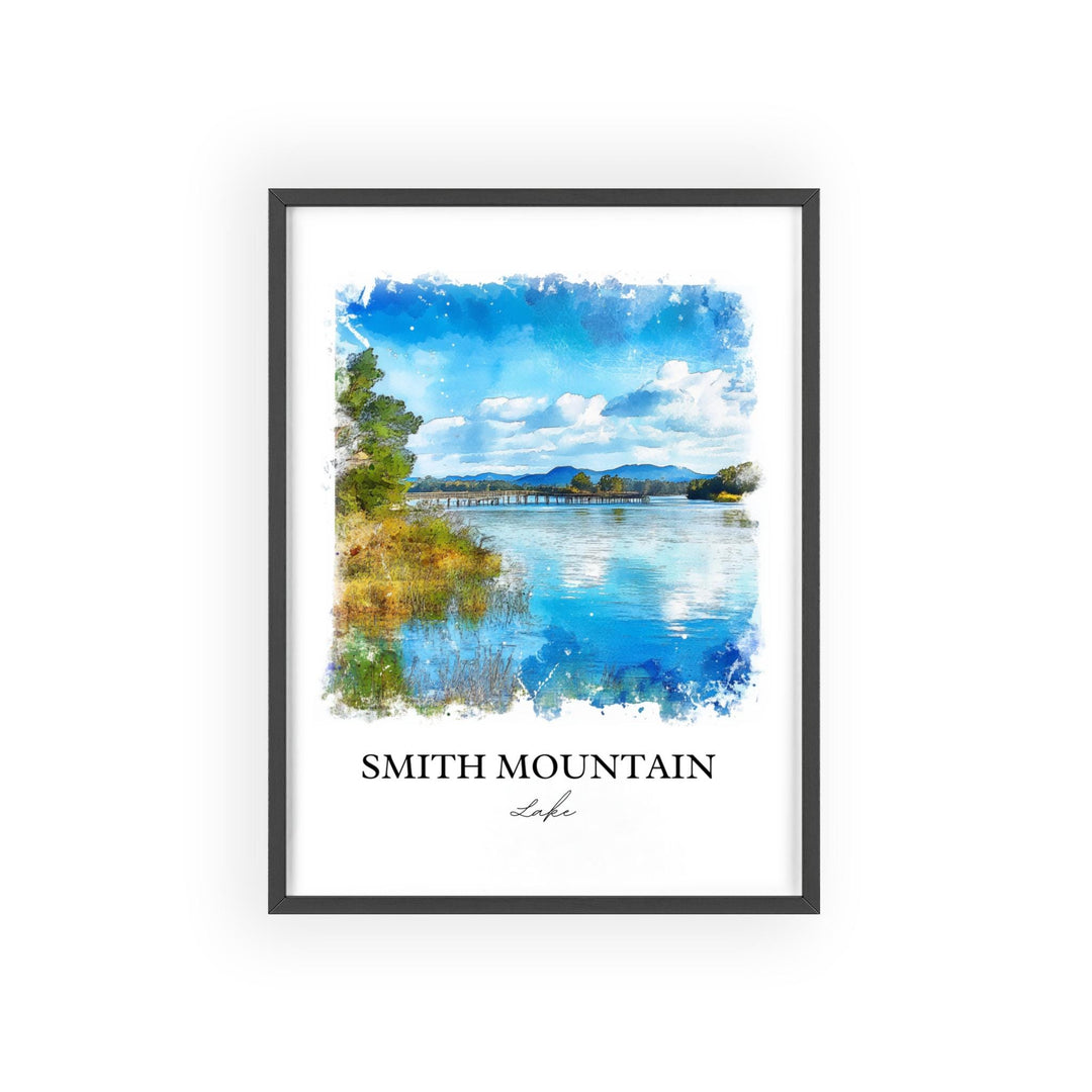 Smith Mountain Lake Wall Art, Roanoke Print, Virginia Watercolor, Smith Mountain Lake Gift, Travel Print, Travel Poster, Housewarming Gift