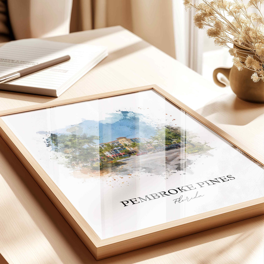 Pembroke Pines, Florida – Watercolor Art Print