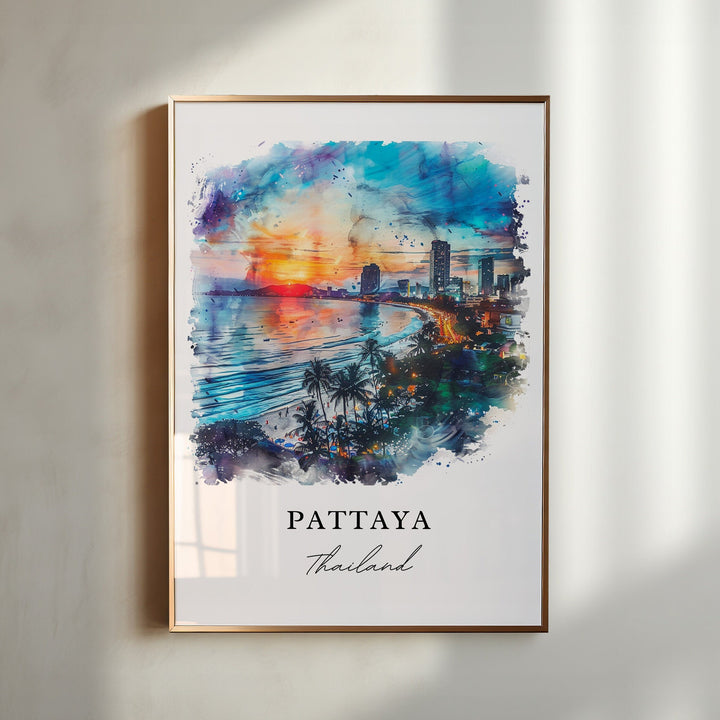 Pattaya Wall Art, Pattaya Thailand Print, Pattaya Watercolor, Pattaya City Gift,