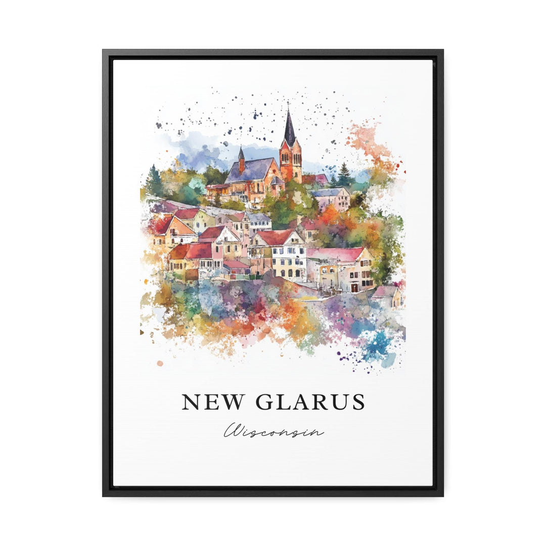 New Glarus WI Wall Art, New Glarus Print, New Glarus Watercolor Art, Green County WI Gift, Travel Poster, Housewarming Gift