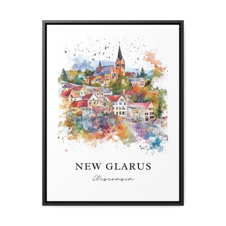 New Glarus WI Wall Art, New Glarus Print, New Glarus Watercolor Art, Green County WI Gift, Travel Poster, Housewarming Gift