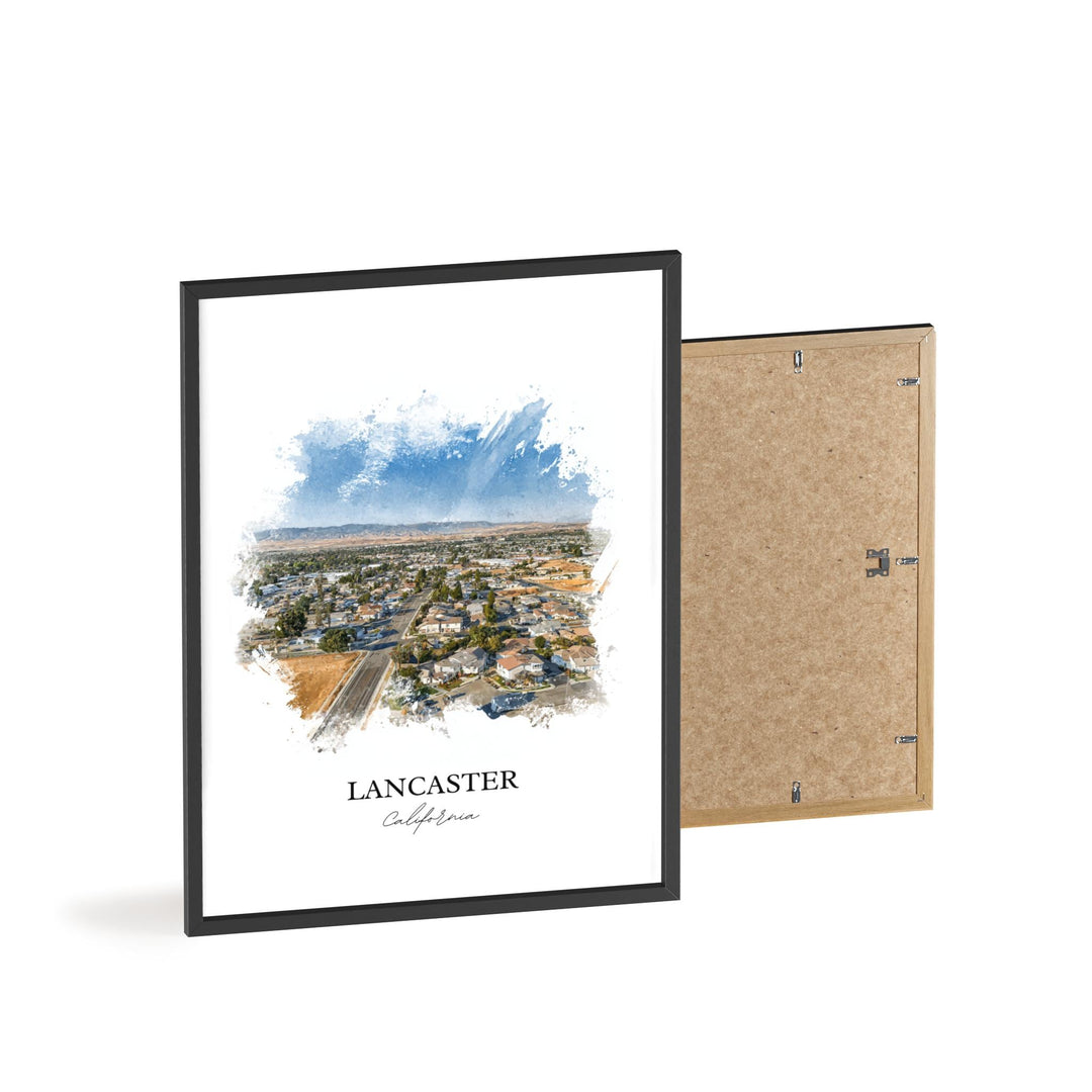 Lancaster CA Art, Antelope Valley Print, California Watercolor, Lancaster California Gift, Travel Print, Travel Poster, Housewarming Gift