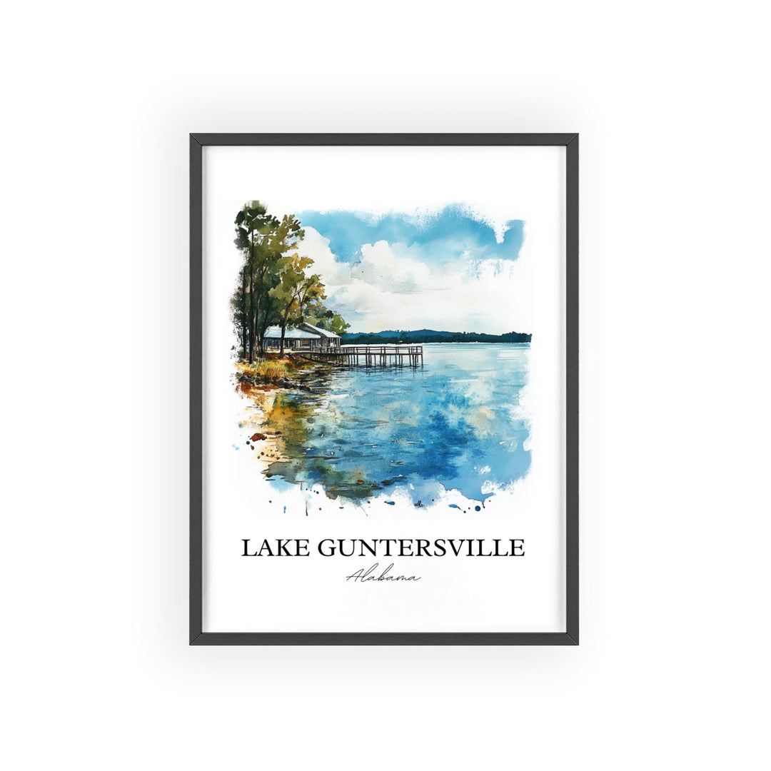 Lake Guntersville Wall Art, Bridgeport AL Print, Alabama Watercolor, Lake Guntersville Gift, Travel Print, Travel Poster, Housewarming Gift