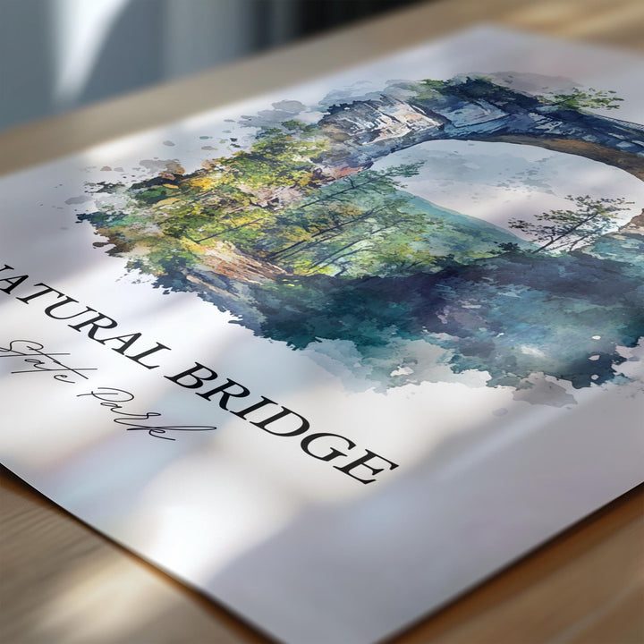 Natural Bridge State Park Art, Natural Bridge Print, Virginia Artwork, Natural Bridge Gift, Travel Print, Travel Poster, Housewarming Gift