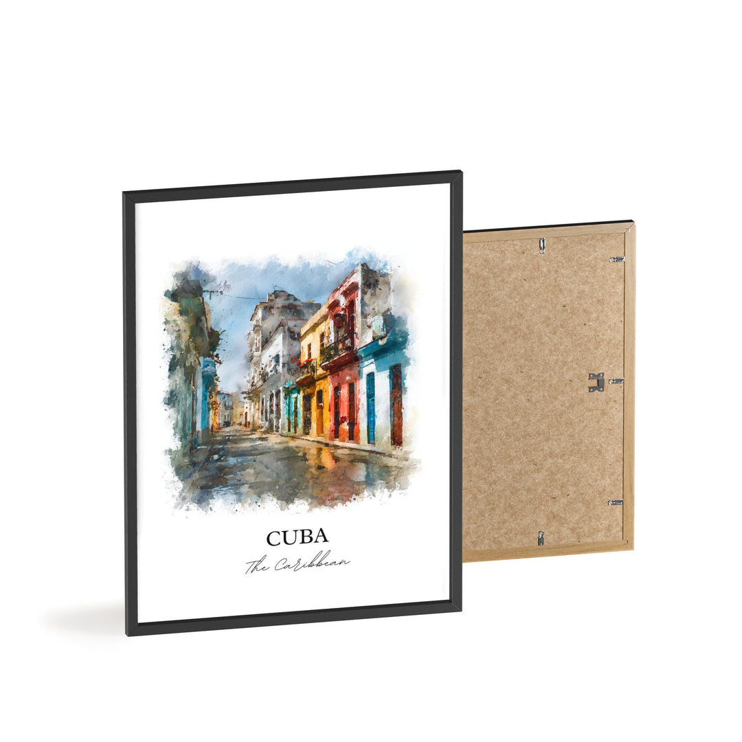 Cuba Wall Art, Cuba Print, Cuba Watercolor Art, Cuba Country Gift, Travel Print, Travel Poster, Housewarming Gift