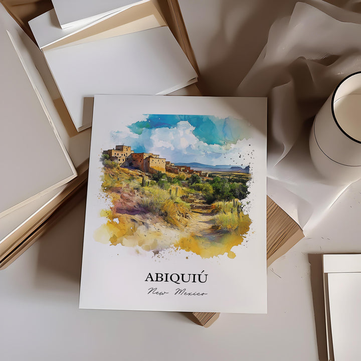 Abiquiú NM Wall Art, Abiquiú Print, New Mexico Watercolor Art, Abiquiú NM Gift, Travel Print, Travel Poster, Housewarming Gift