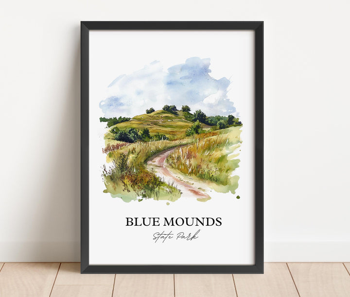 Blue Mounds State Park Wall Art, Luverne MN Print, Minnesota Watercolor Art, Luverne MN Gift, Travel Print, Travel Poster, Housewarming Gift