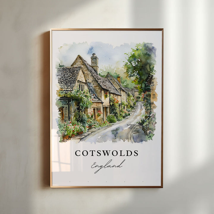 Cotswolds England Wall Art, Cotswolds Print, Cotswolds Watercolor, England Gift,