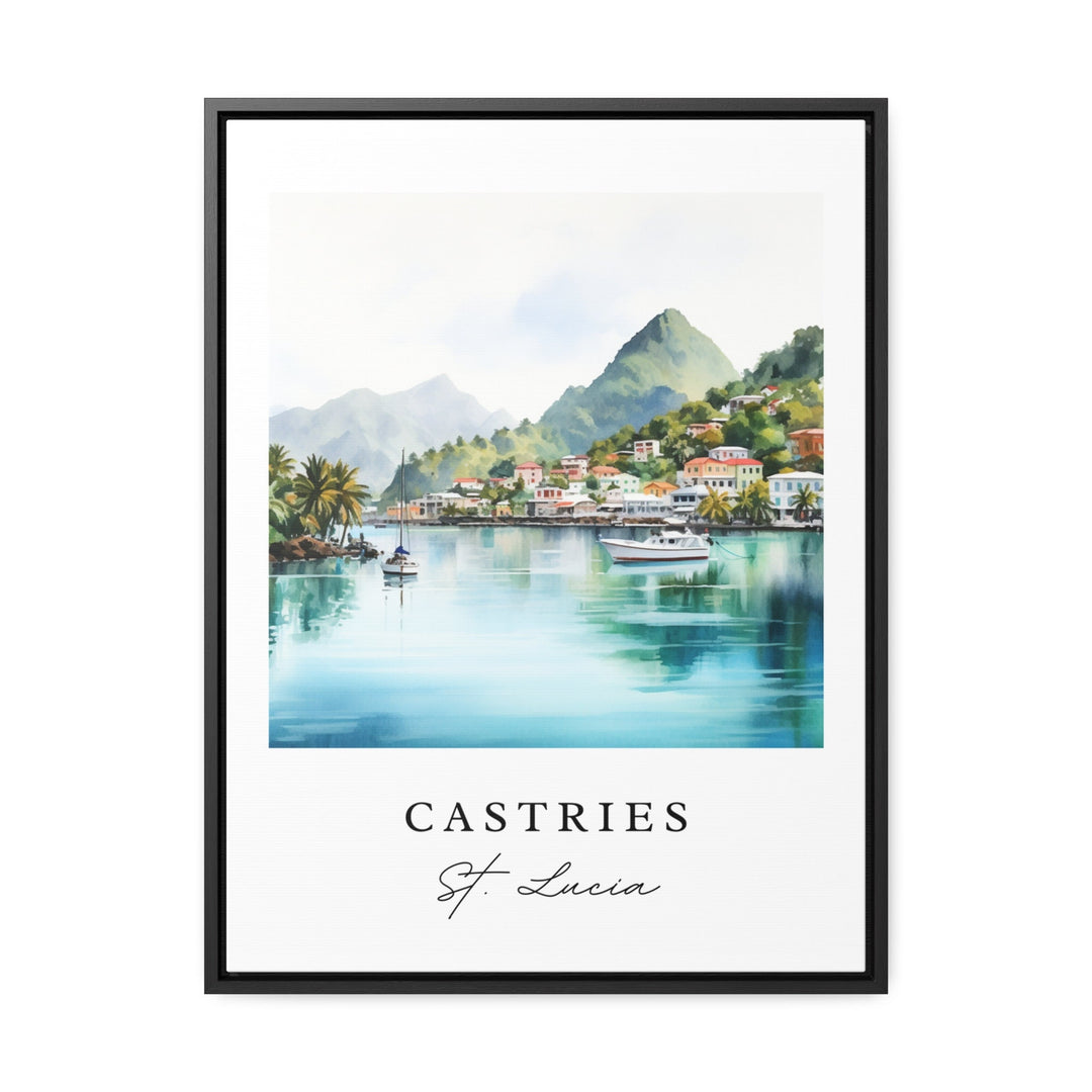 Castries St Lucia wall art - St Lucia, Castries poster, Castries Wedding gift, Birthday present, Custom Text, Personalized Gift