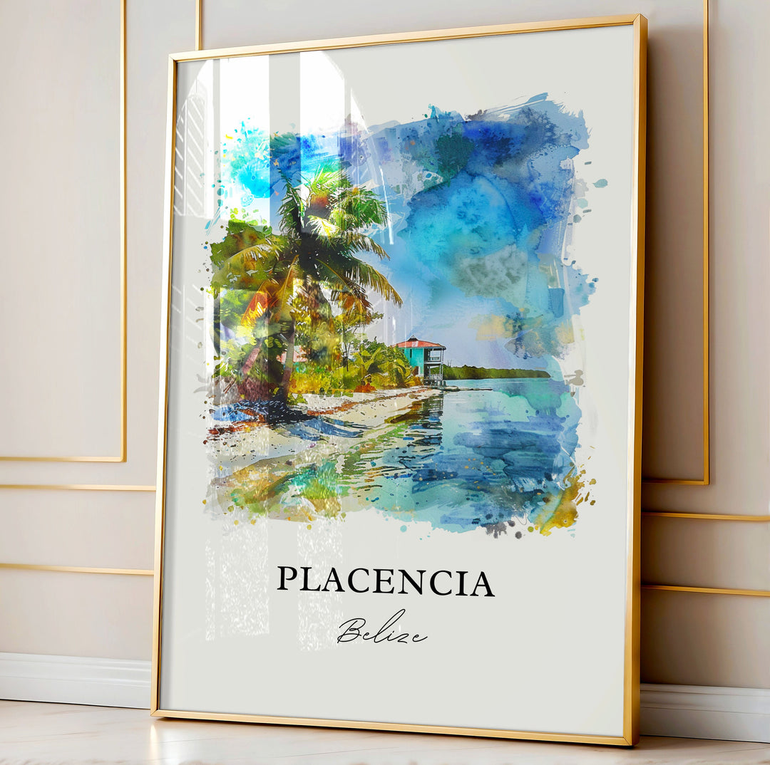 Placencia Wall Art, Placencia Belize Print, Placencia Watercolor, Placencia Belize Gift,