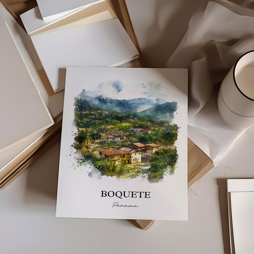 Boquete Wall Art, Boquete Panama Print, Panama Watercolor Art, Boquete Gift, Travel Print, Travel Poster, Housewarming Gift