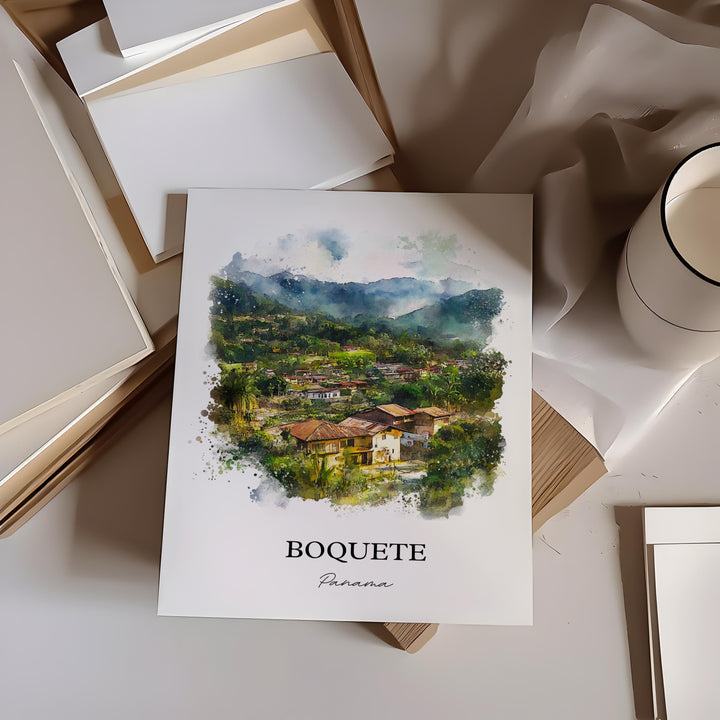 Boquete Wall Art, Boquete Panama Print, Panama Watercolor Art, Boquete Gift, Travel Print, Travel Poster, Housewarming Gift