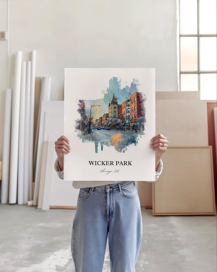Wicker Park, Illinois – Watercolor Art Print