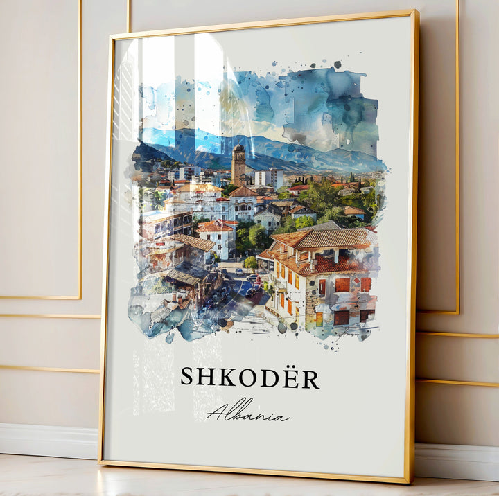 Shkodër Wall Art, Shkodër Albania Print, Shkodër Watercolor, Gegëria Albania Gift,