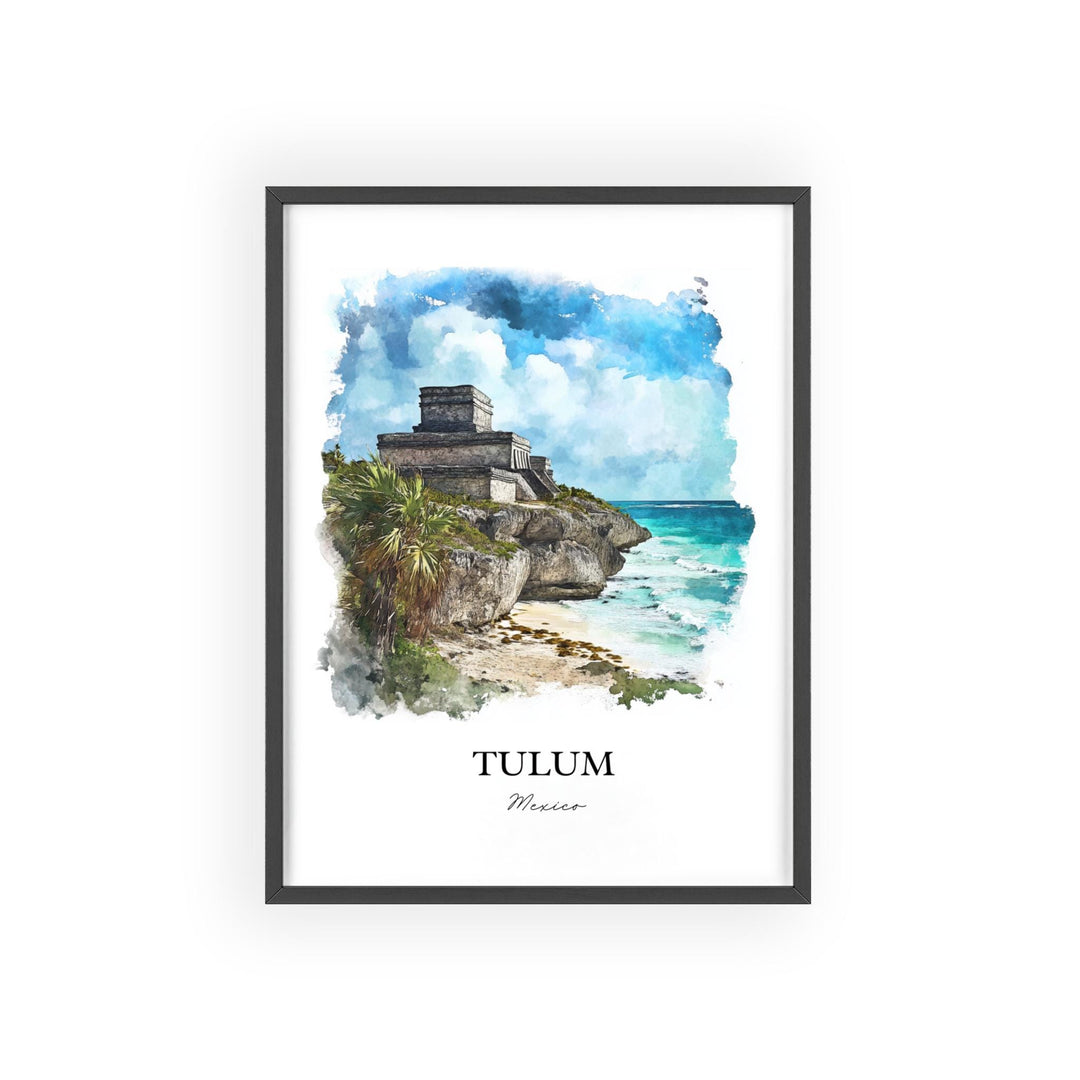 Tulum Wall Art, Tulum MX Print, Tulum Watercolor Art, Tulum Mexico Gift, Travel Print, Travel Poster, Housewarming Gift