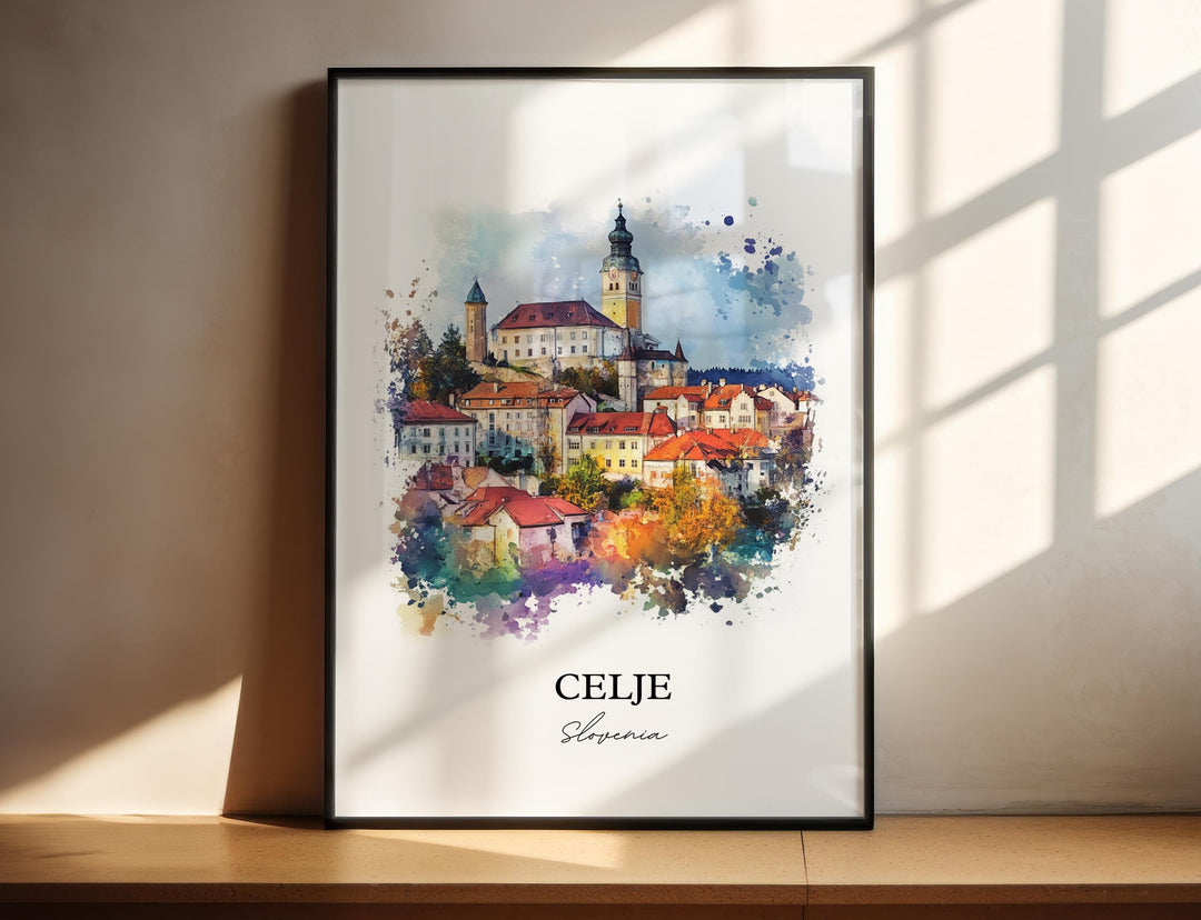 Celje Wall Art, Styria Region Print, Slovenia Watercolor Art, Celje Slovenia Gift, Travel Print, Travel Poster, Housewarming Gift