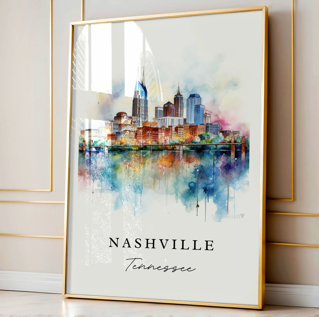 Nashville traditional travel art - Tennessee, Nashville poster, Wedding gift, Birthday present, Custom Text, Personalized Gift