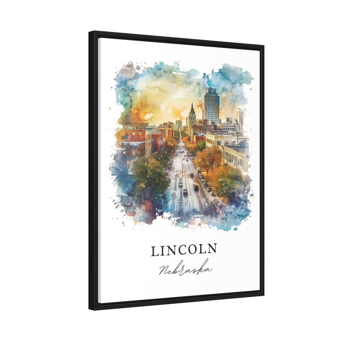 Lincoln NE Wall Art, Lincoln Nebraska Print, Lincoln NE Watercolor, Lincoln Nebraska Gift, Travel Poster, Housewarming Gift
