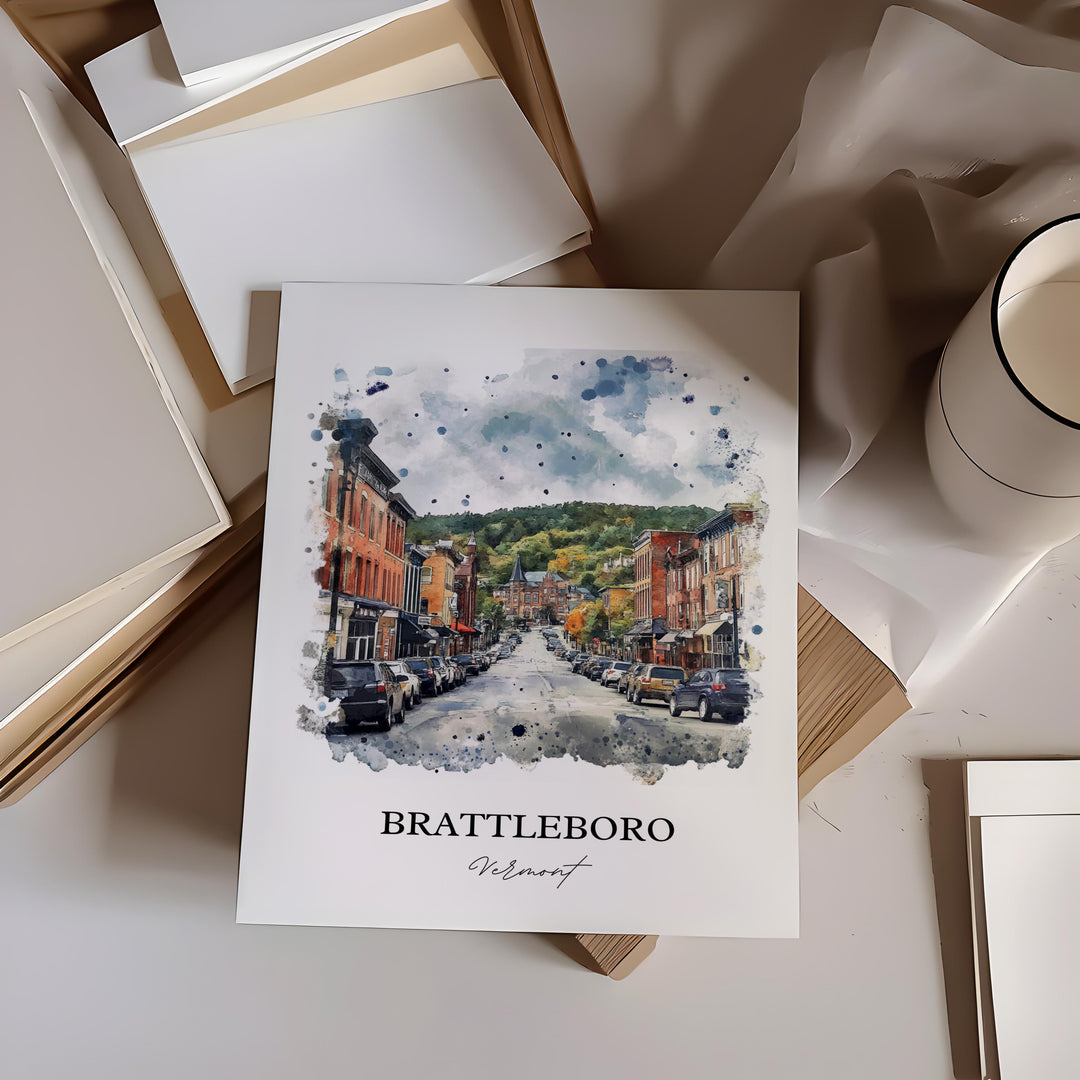 Brattleboro, VT – Watercolor Art Print
