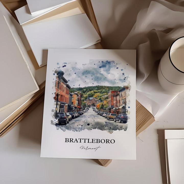 Brattleboro, VT – Watercolor Art Print
