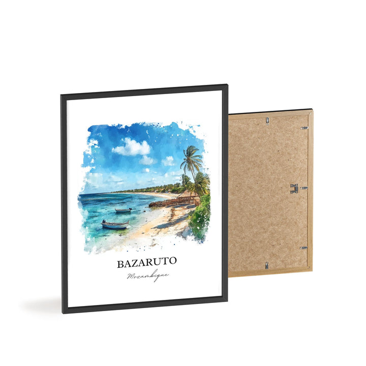 Bazaruto Wall Art, Bazaruto Island Print, Mozambique Watercolor Art, Bazaruto Gift, Travel Print, Travel Poster, Housewarming Gift