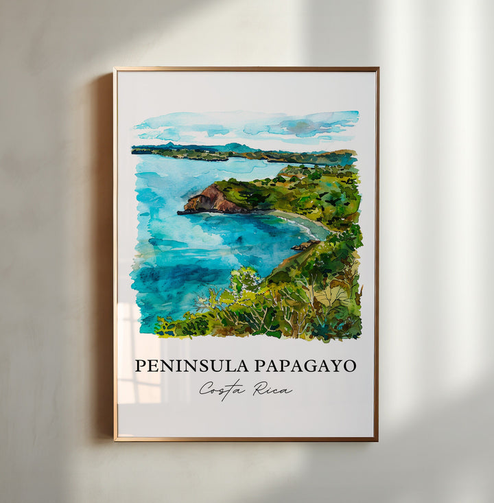 Peninsula Papagayo Wall Art, Costa Rica Print, Papagayo Watercolor, Peninsula Papagayo Gift,