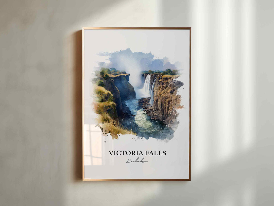Victoria Falls, Zimbabwe – Watercolor Art Print